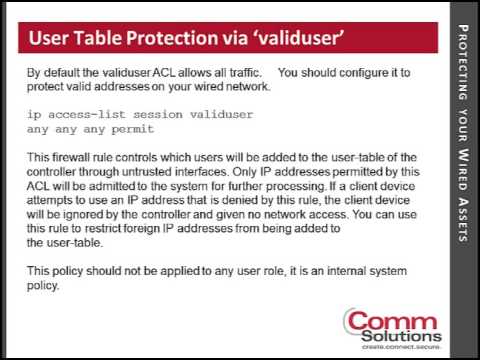 Aruba Networks- Protecting your hosts with the ‘validuser’ ACL