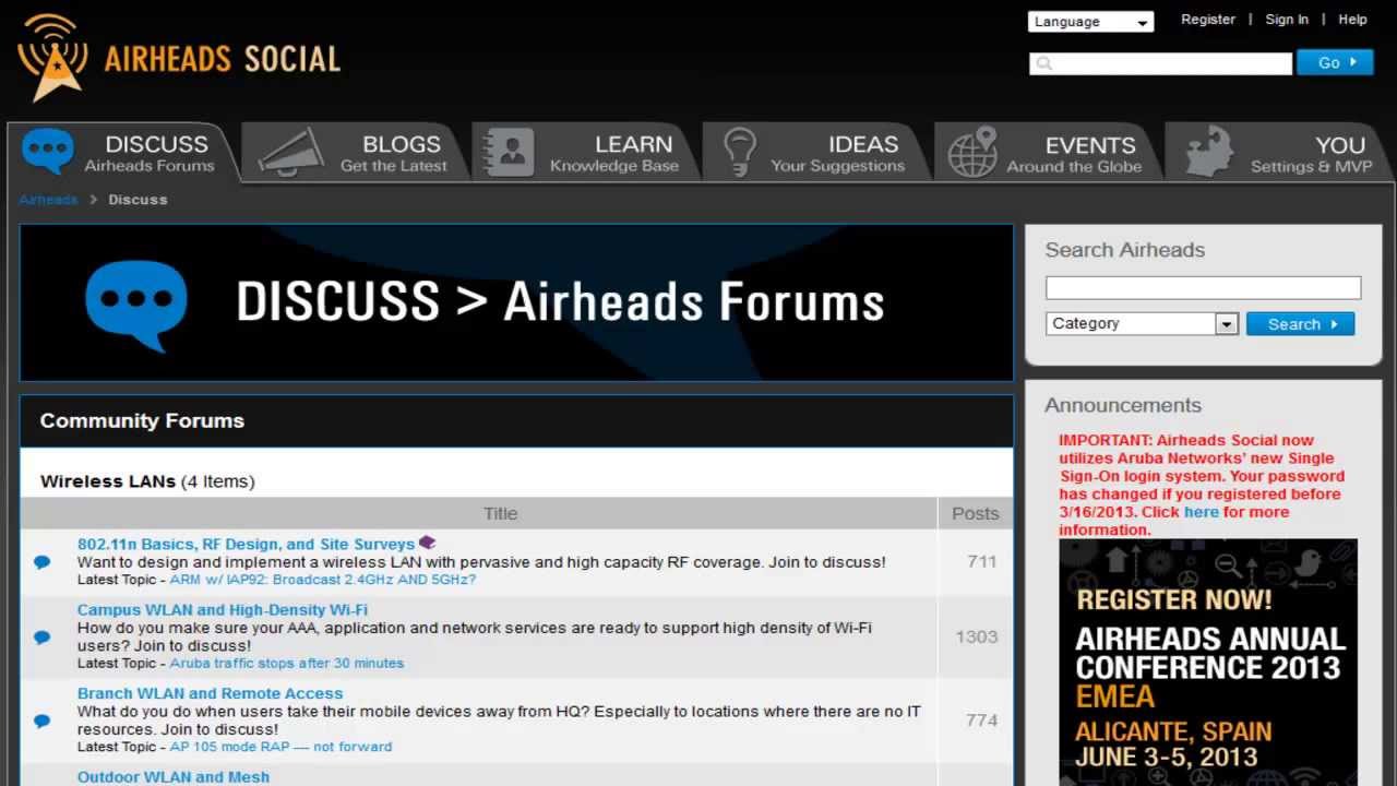 How to register for Aruba’s Airheads Social Community