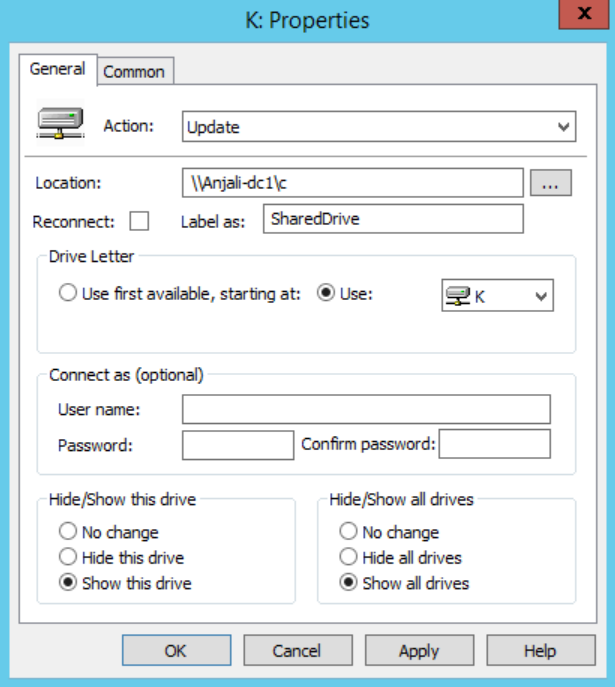 Mapping drives using Group Policy preferences